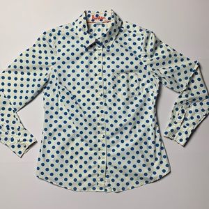 Boden Blue Polka Dot Button Down Shirt Size 8